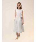 Greta weiss (Kommunionkleid im Bohostil) Baumwolle - f&auml;rbbar, f&uuml;r starke M&auml;dchen 152