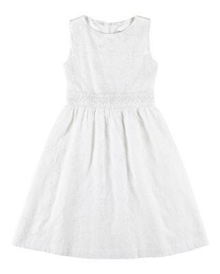 Greta weiss (Kommunionkleid im Bohostil) Baumwolle - färbbar, für starke Mädchen 164