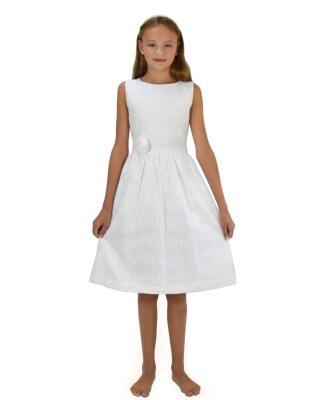 Greta weiss (Kommunionkleid im Bohostil) Baumwolle - färbbar, für starke Mädchen 164