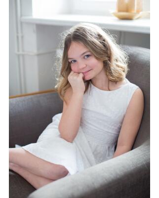 Greta weiss (Kommunionkleid im Bohostil) Baumwolle - färbbar, für starke Mädchen 164